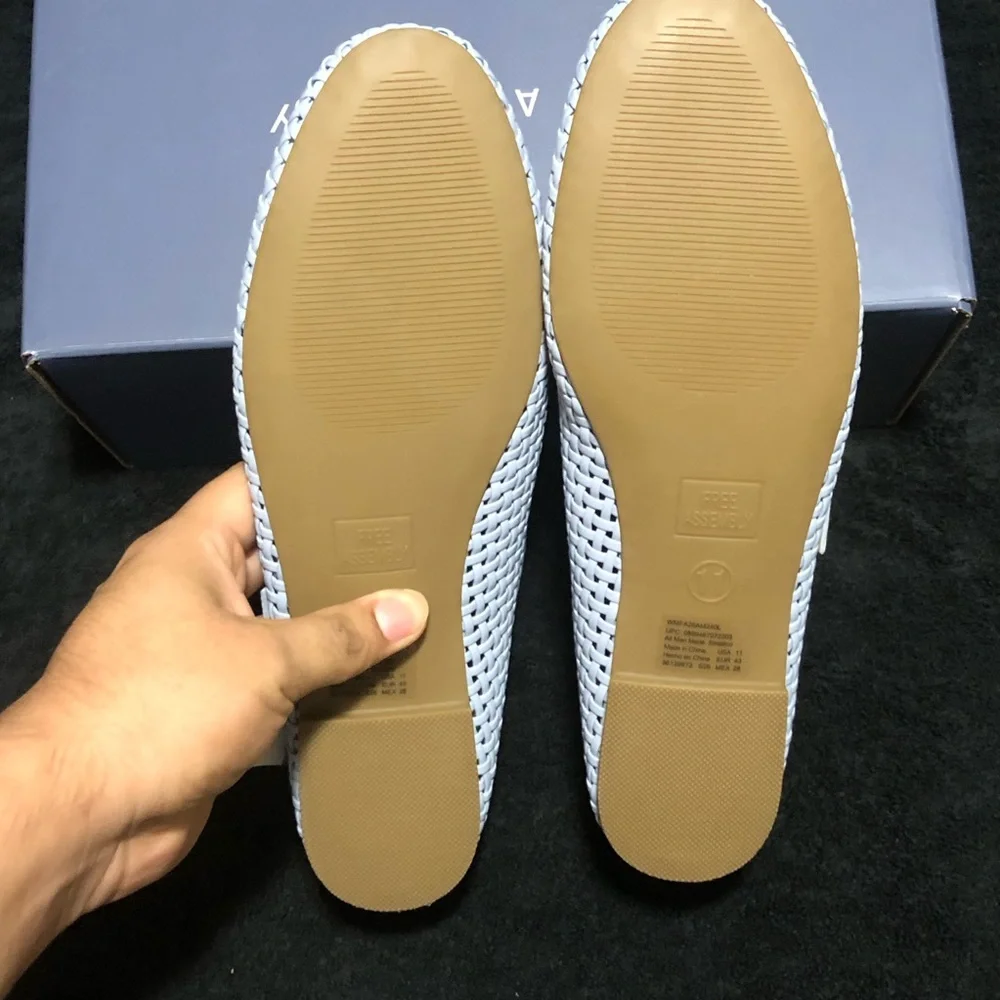 Free Assembly Women’s Woven FA Mary Jane Flat, Size 11, Memory Foam, Light Blue